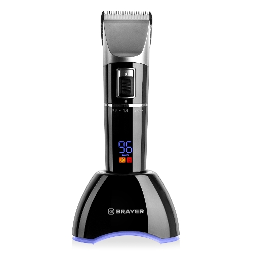 Машинка для стрижки BRAYER BR3402, LED-дисплей, 4 насад, турбо, титан. покр, регу. высоты лезвий
