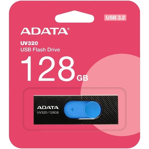 Флешка USB ADATA UV320 (AUV320-128G-RBKBL), 128Gb, USB 3.2, R/W 100/30, черный/голубой
