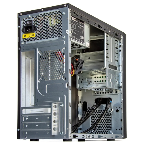 Компьютерный корпус с блоком питания 450Вт. Case Foxline mATX, 450W, 2xUSB 3.0, 2xUSB 2.0, powercord