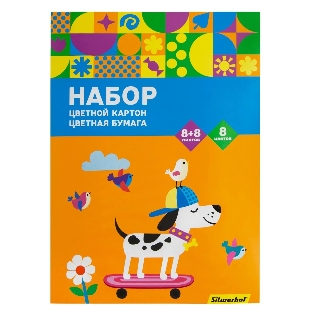 Набор картона/бумаги Silwerhof Скейтбордист 16 лист., 8цв., 230г/м2, 1 дизайн
