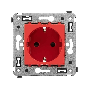 Розетка DKC Avanti 4401003 2P+E со шторками, красный квадрат