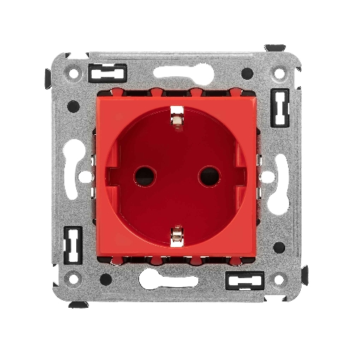Розетка DKC Avanti 4401003 2P+E со шторками, красный квадрат