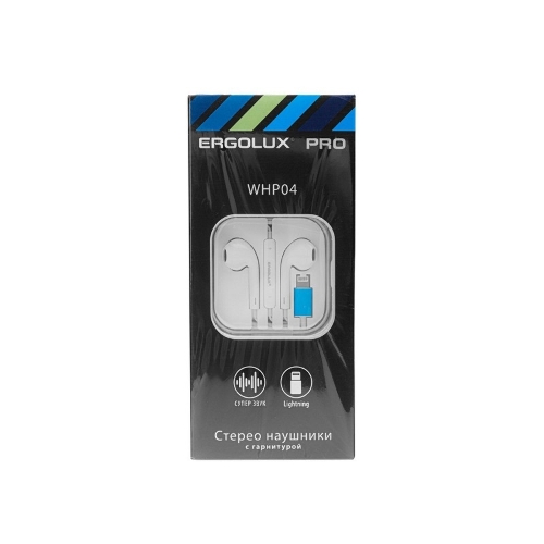 Проводные наушники Ergolux ELX-WHP04-C01 белый, вкладыши, Lightning, встроенный микрофон
