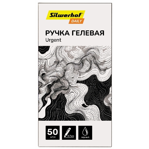 Ручка гелевая Silwerhof Daily Urgent, d=0.7мм, черные чернила, сменный стержень, линия 0.5мм, резиновая манжета