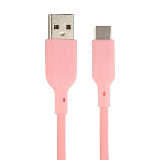 Кабель USB-A to Type-C, silica gel, 1м, 3A, 18W (pink)