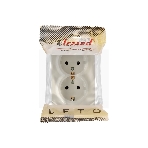 Розетка 2-м ОП LETO с заземл. закрытый корпус ПБТ крем LEZARD 752-0300-127B