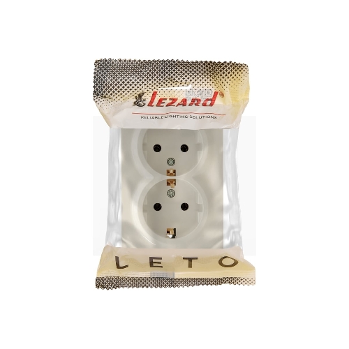 Розетка 2-м ОП LETO с заземл. закрытый корпус ПБТ крем LEZARD 752-0300-127B