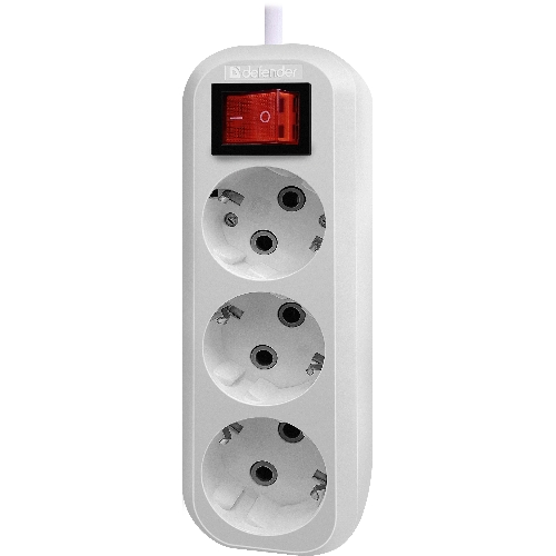 Удлинитель с заземлением Defender L330 16 А, 5 м, заземление, выключатель