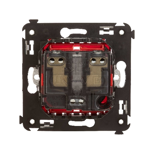 Розетка DKC Avanti 4401003 2P+E со шторками, красный квадрат