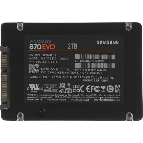 Накопитель SSD Samsung 870 EVO, 2Tb, SATA III, 2.5