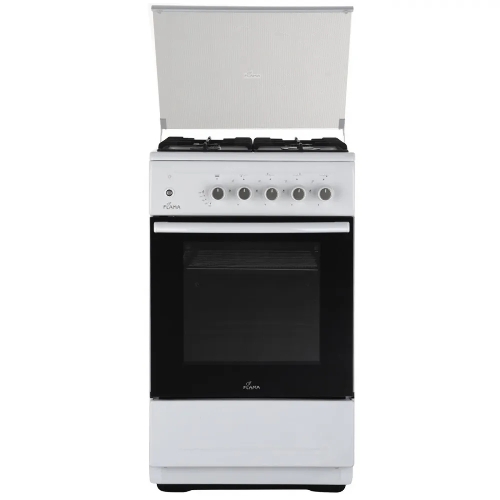 Плита Газовая Flama N FG 24239 W белый (стеклянная крышка) реш.чугун