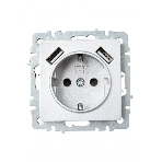 Розетка 1-местная IEK BRITE РЮш10-2-БрА (BR-R14-16-U21-D31-K47) с заземлением, с защитными шторками, 16А, с USB A+A 5В 3,1А, алюминий