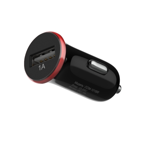 Автомобильное зарядное устройство Maxvi CCM-101BR USB 1А черно-красный