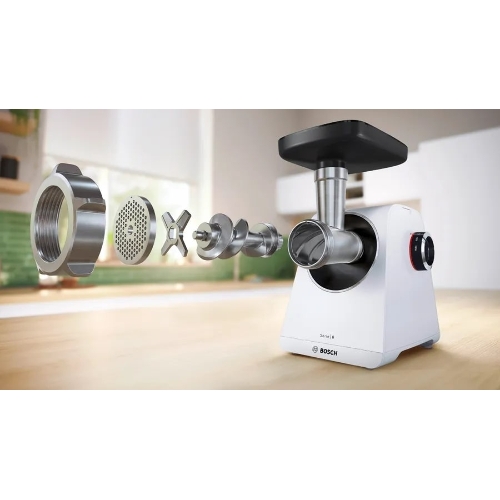Мясорубка электрическая Bosch MFWS607W белый, 2100 Вт, 3.5 кг/мин, реверс, насадки - 4