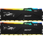 Оперативная память Kingston Fury Beast, DDR5, 32Gb (2x16GB), 5600MHz, CL36, DIMM, с радиаторами, RGB, черный