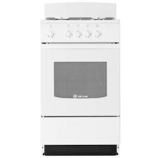 Плита газовая De Luxe 5040.45Г (Щ) -001 белый, конфорок 4 газовых, духовка 46 л, 50 см x 85 см x 50 см