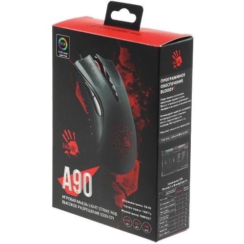 Мышь проводная A4Tech Bloody A90 черный, 6200 dpi, USB, кнопки - 8