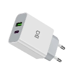 Сетевое зарядное устройство BQ Charger 20W2A01 (2 ports Type-C + USB, PD+QC3.0, 20W) белый
