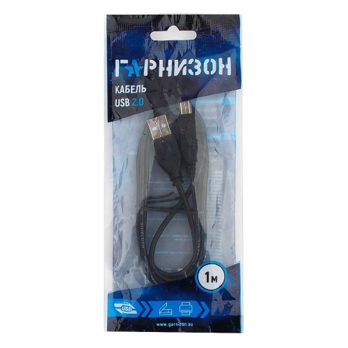 Кабель USB2.0 Гарнизон GCC-USB2-CMBM-1M, Type-C/BM, медь, 1м, черный, пакет