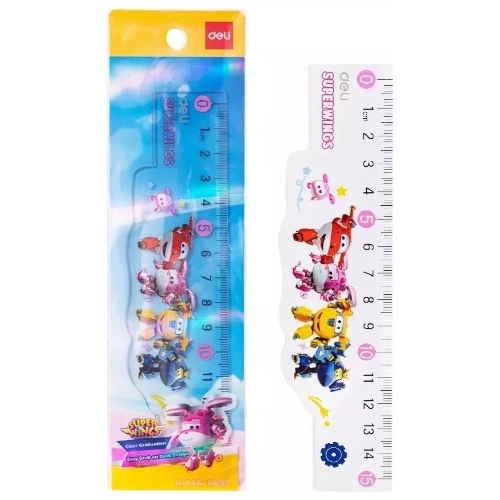 Линейка Deli Super Wings EH658 пластик дл. 15 см ассорти