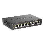 Коммутатор неуправляемый D-Link DGS-1008P/F3A с 8 портами 10/100/1000Base-T (4 порта PoE 802.3af/at, PoE-бюджет 60 Вт)