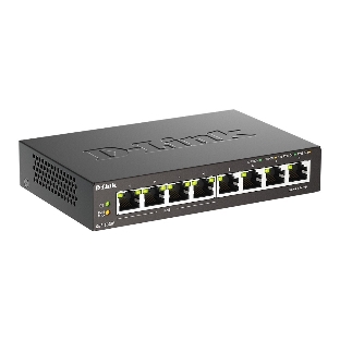 Коммутатор неуправляемый D-Link DGS-1008P/F3A с 8 портами 10/100/1000Base-T (4 порта PoE 802.3af/at, PoE-бюджет 60 Вт)