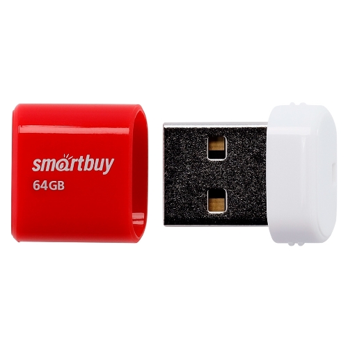 Флешка USB Smartbuy LARA Red (SB64GBLARA-R), 64Gb, USB 2.0, R/W 15/5, красный/белый