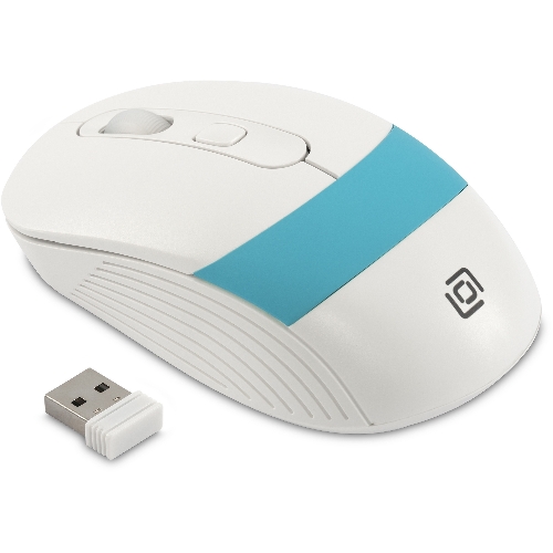 Мышь беспроводная Oklick 310MW белый/синий, 3200 dpi, радиоканал, USB, кнопки - 4