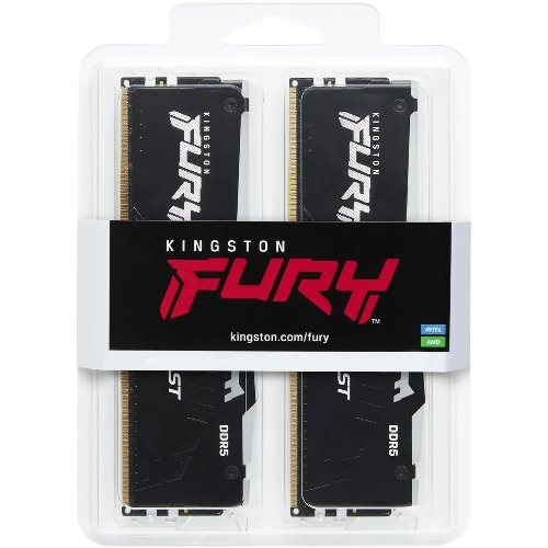 Оперативная память Kingston Fury Beast, DDR5, 32Gb (2x16GB), 5600MHz, CL36, DIMM, с радиаторами, RGB, черный