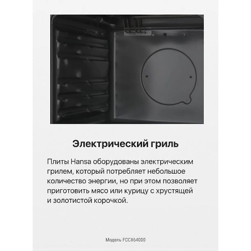 Плита электрическая Hansa FCCX64000 серебристый, конфорок 4 шт, духовка 69 л, 60 см x 85 см x 60 см