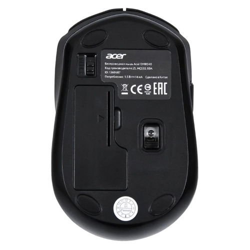 Мышь беспроводная Acer OMR040 черный, 1600 dpi, радиоканал, USB, кнопки - 6