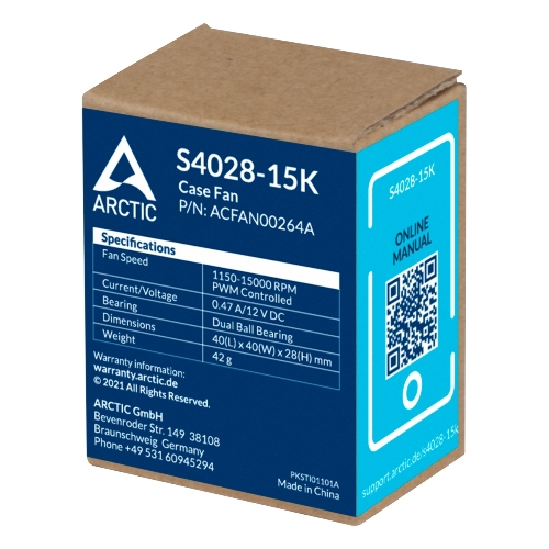 Вентилятор для корпуса Arctic S4028-15K черный, 40 мм, 15000 об/мин, 4 pin