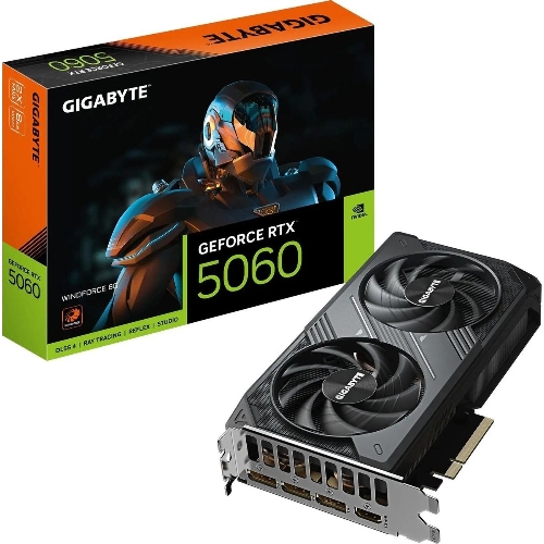 Видеокарта Gigabyte RTX 5060 GV-N5060WF2-8GD 1.0 NV RTX 5060 8Gb 128bit GDDR7 2497/28000/HDMIx1/DPx3 PCI-E 5.0