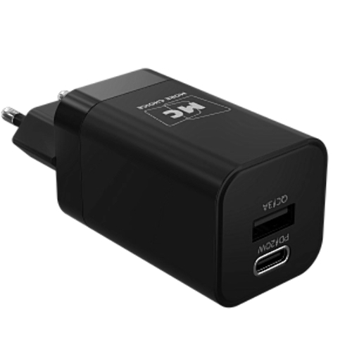 Сетевое зарядное устройство MORE CHOICE NC85 1USB+1Type-C 3.0A PD 20W+QC3.0, черный
