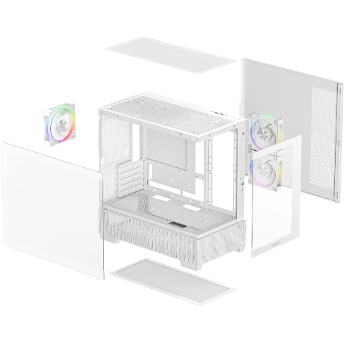 Компьютерный корпус Deepcool CG380 3F WH без БП, боковое окно (панорама), 3x120мм ARGB PWM вентилятора, белый, mATX