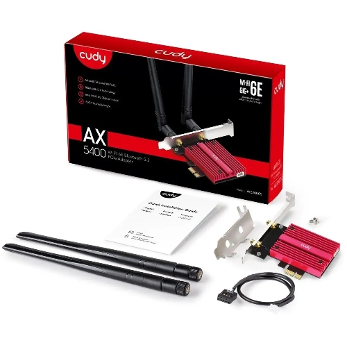 Сетевой адаптер Wi-Fi + Bluetooth Cudy WE3000S АХ5400 PCI Express (ант.внеш.съем) 2ант.