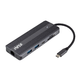 USB-концентратор HIPER HP-DS11-01, USB Type-C, USB Type-C/HDMI/USB-A/microSD/SD/DisplayPort/3.5мм/RJ45, USB