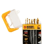 Набор сверл по металлу Denzel 2-3-4-5-6-8 мм, HSS-Tin, Golden Tip, 6 шт