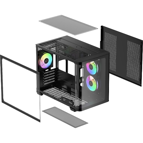 Компьютерный корпус Ocypus Iota C50 BK Curve ARGB Digital mATX без БП (Iota-C50-BKD300CD-GL)