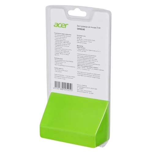 Мышь беспроводная Acer OMR040 черный, 1600 dpi, радиоканал, USB, кнопки - 6