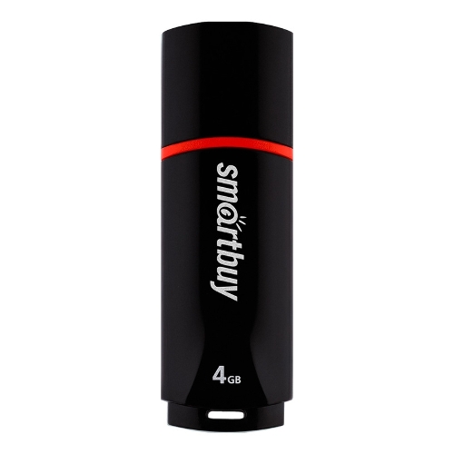 Флешка USB Smartbuy Crown black (SB4GBCRW-K), 4Gb, USB 2.0, R/W 25/15, черный/красный