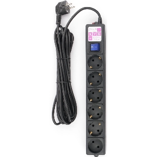 Сетевой фильтр Powercube SPG6-B-5M 5 м, 6 розеток, черный, коробка