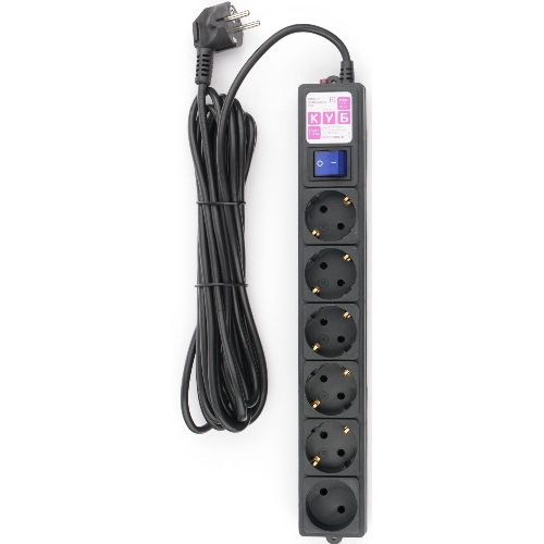 Сетевой фильтр Powercube SPG6-B-5M 5 м, 6 розеток, черный, коробка
