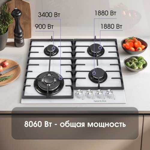 Газовая варочная панель Zigmund & Shtain M 28.6 W белый