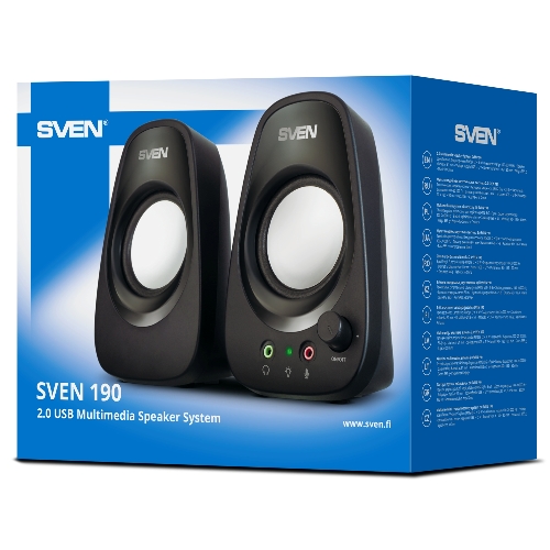 Портативная акустика SVEN 190, черный (6 Вт, питание USB)
