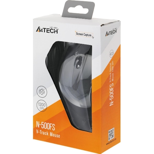 Мышь проводная A4Tech N-500FS черный, 1200 dpi, USB, кнопки - 4