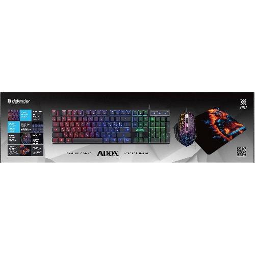 Комплект клавиатура+мышь Defender Alion GS-987 проводной, USB, 2400 DPI, чёрный