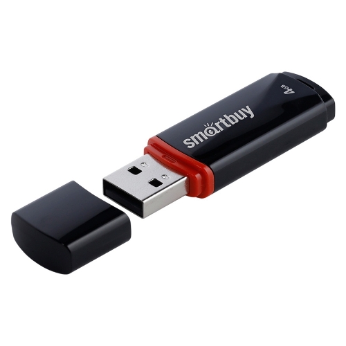 Флешка USB Smartbuy Crown black (SB4GBCRW-K), 4Gb, USB 2.0, R/W 25/15, черный/красный