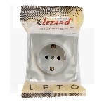 Розетка 1-м ОП LETO с заземл. ПБТ крем LEZARD 752-0300-122B