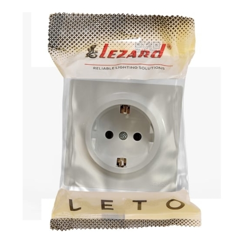 Розетка 1-м ОП LETO с заземл. ПБТ крем LEZARD 752-0300-122B